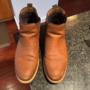 Saddle brown vegan leather boots. Excellent condition.
